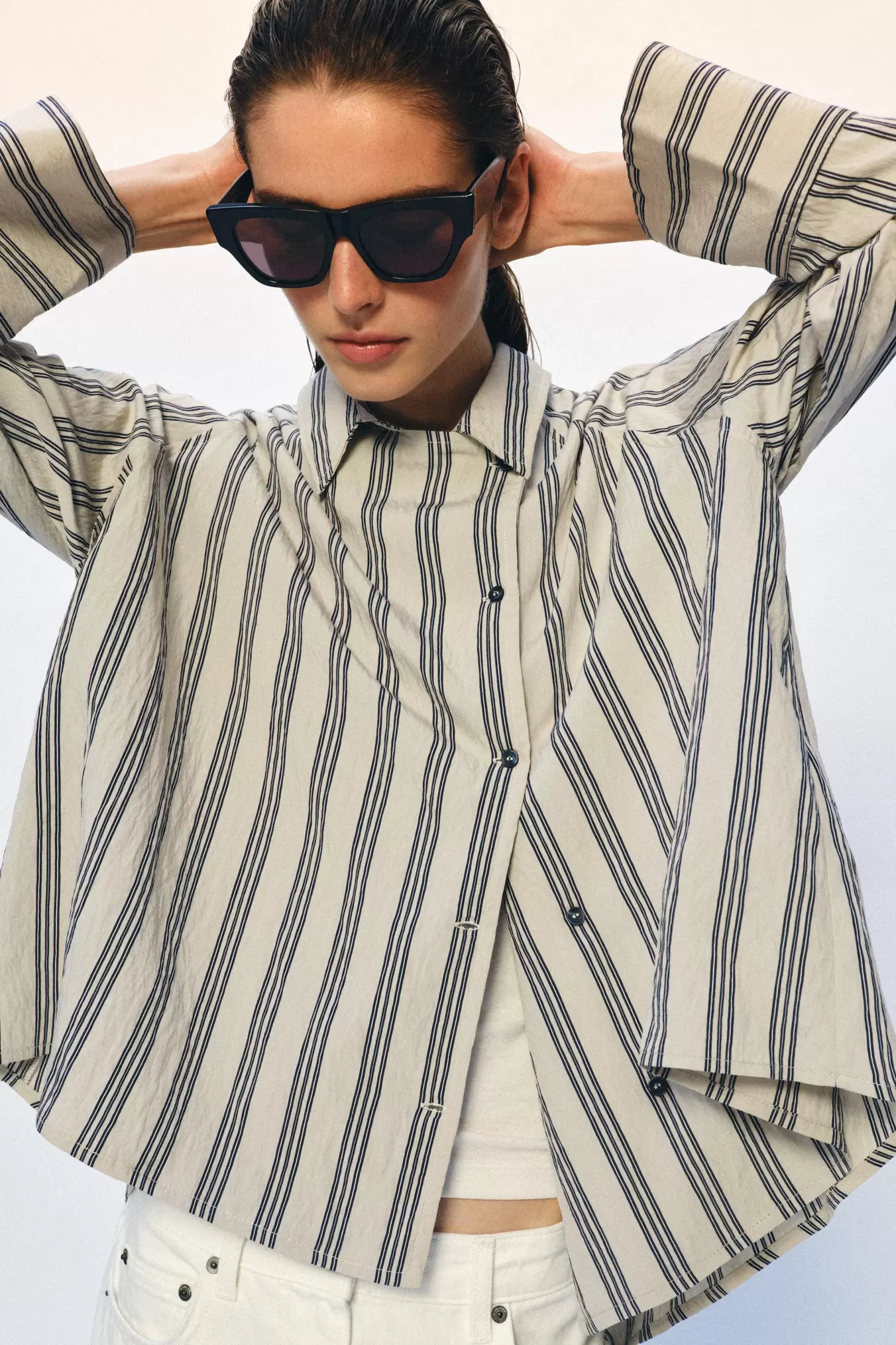 ZW COLLECTION OVERSIZE SKJORTE MED STRIBER