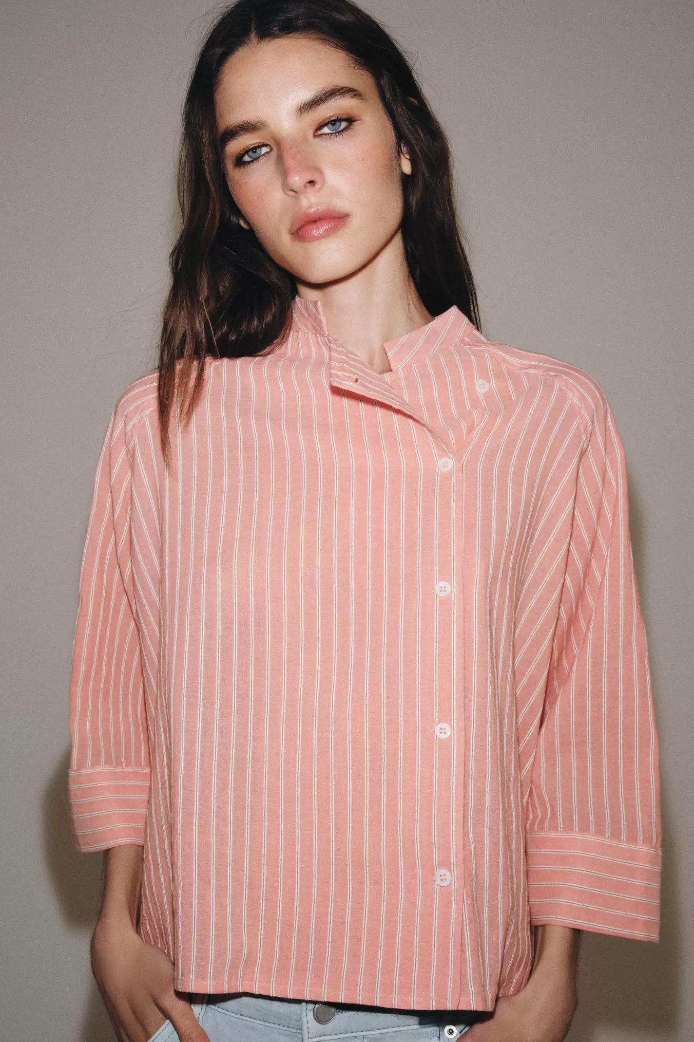 ZW COLLECTION ASYMMETRISK STRIBET SKJORTE