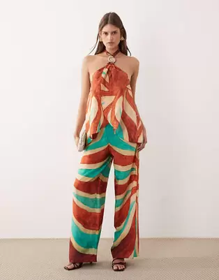 River Island - Brune strandbukser med print