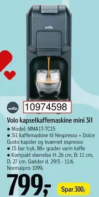 Nespresso - Volo kapselkaffemaskine mini 3i1