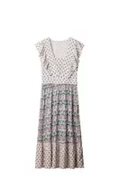 Vestido midi estampado volantes