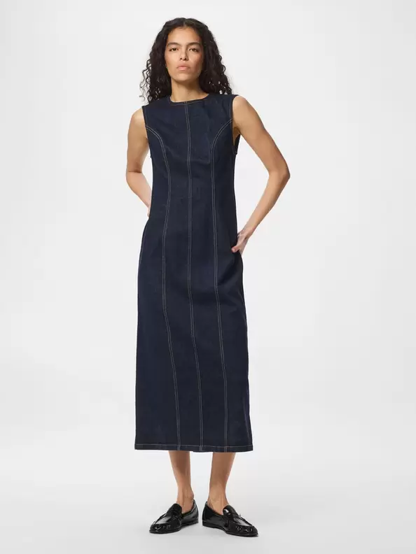 PCFRANNA DENIM MIDIKJOLE