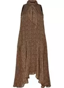 Midikjole i chiffon med leopardprint og bindebånd
