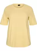 Ribbet jerseybluse med korte ærmer