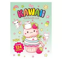 Malebog Kawaii 21×29,7 cm, 36 sider med søde motiver! +124 stickers