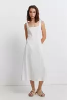 Vestido lino escote cuadrado