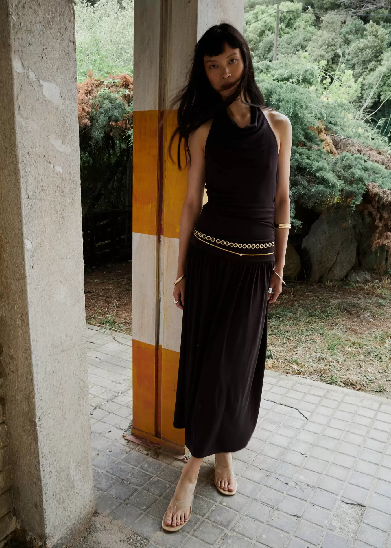 Draped halter dress