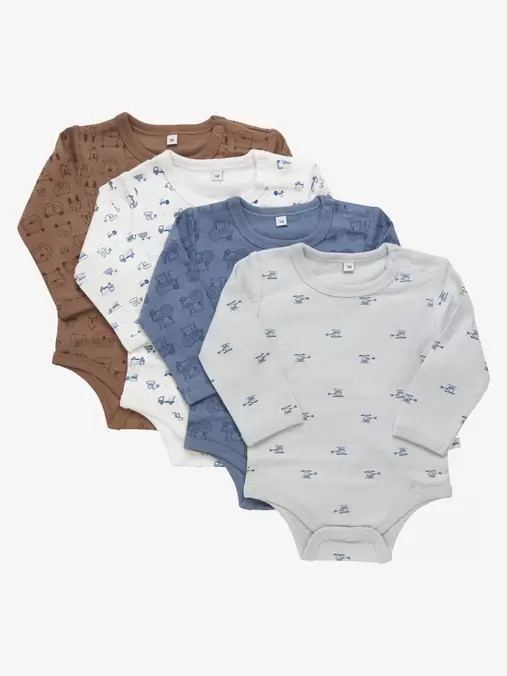 Langærmet Body 4 stk - Blue Mirage