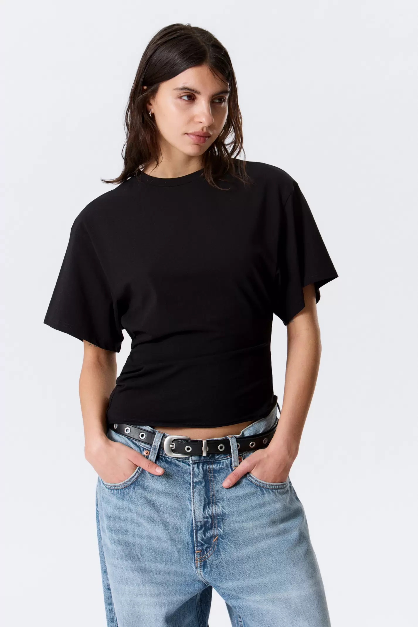 DRAPED FITTED T-SHIRT