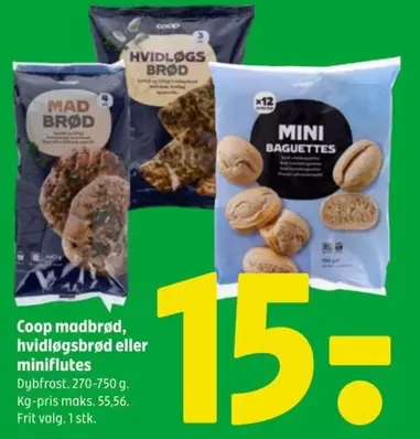 madbrød, hvidløgsbrød eller minifluutes