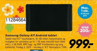 Galaxy - A11 Android tablet