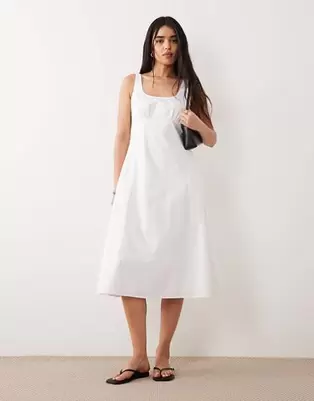 Calvin Klein Jeans - Hvid midikjole i bomuldspoplin