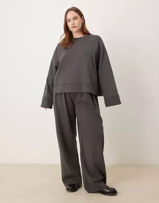 ASOS DESIGN Curve - Koksgråt sæt med interlock-syninger