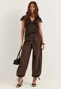 Tie Detail Cotton Trousers
