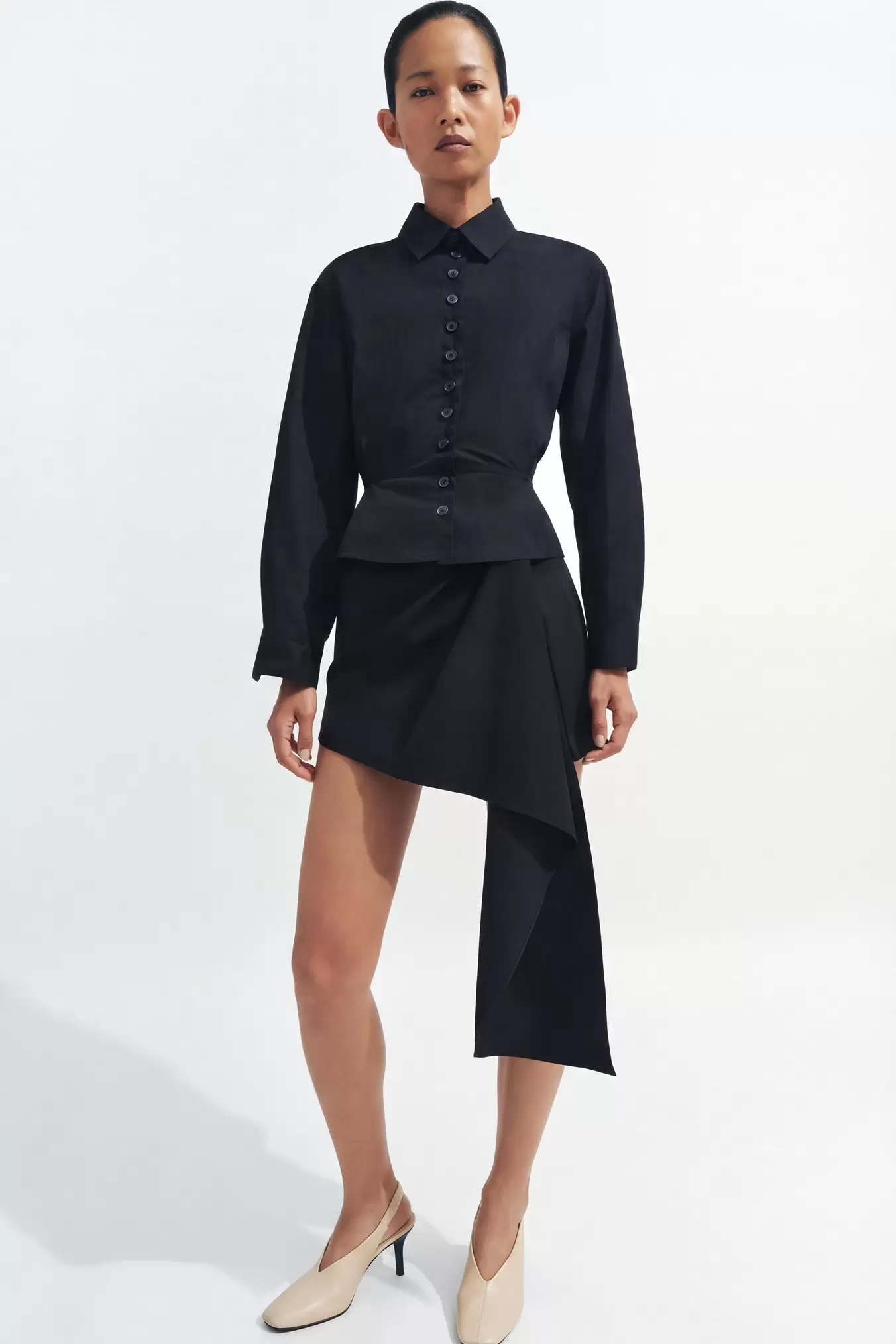ZW COLLECTION PEPLUMSKJORTE MED KNAPPER