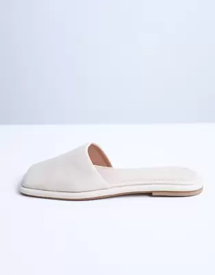 Topshop - Almina - Råhvide mules med firkantet tå i ægte læder