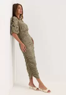 Ruched Puff Sleeve Dress