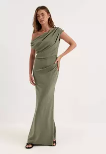 Asymmetric Draped Maxi Dress