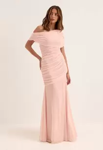 Off Shoulder Mesh Gown