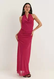 Drapy Halterneck Mesh Dress