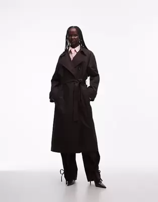 ASOS DESIGN - Chokoladebrun vandafvisende longline-trenchcoat