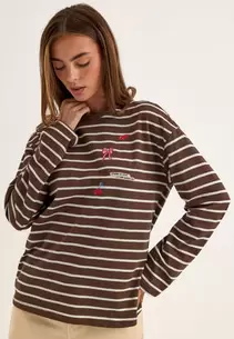 Pcsadie Ls Emb Tee