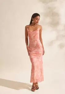 Cowl Neck Mesh Dress