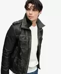 Brad Faux Leather Militærjakke Afslappet Pasform