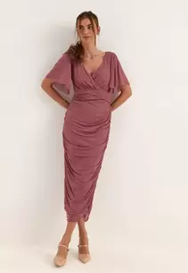 Butterfly Sleeve Mesh Ankle Dress
