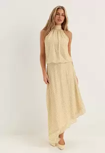 Asymmetric Chiffon Halterneck Dress