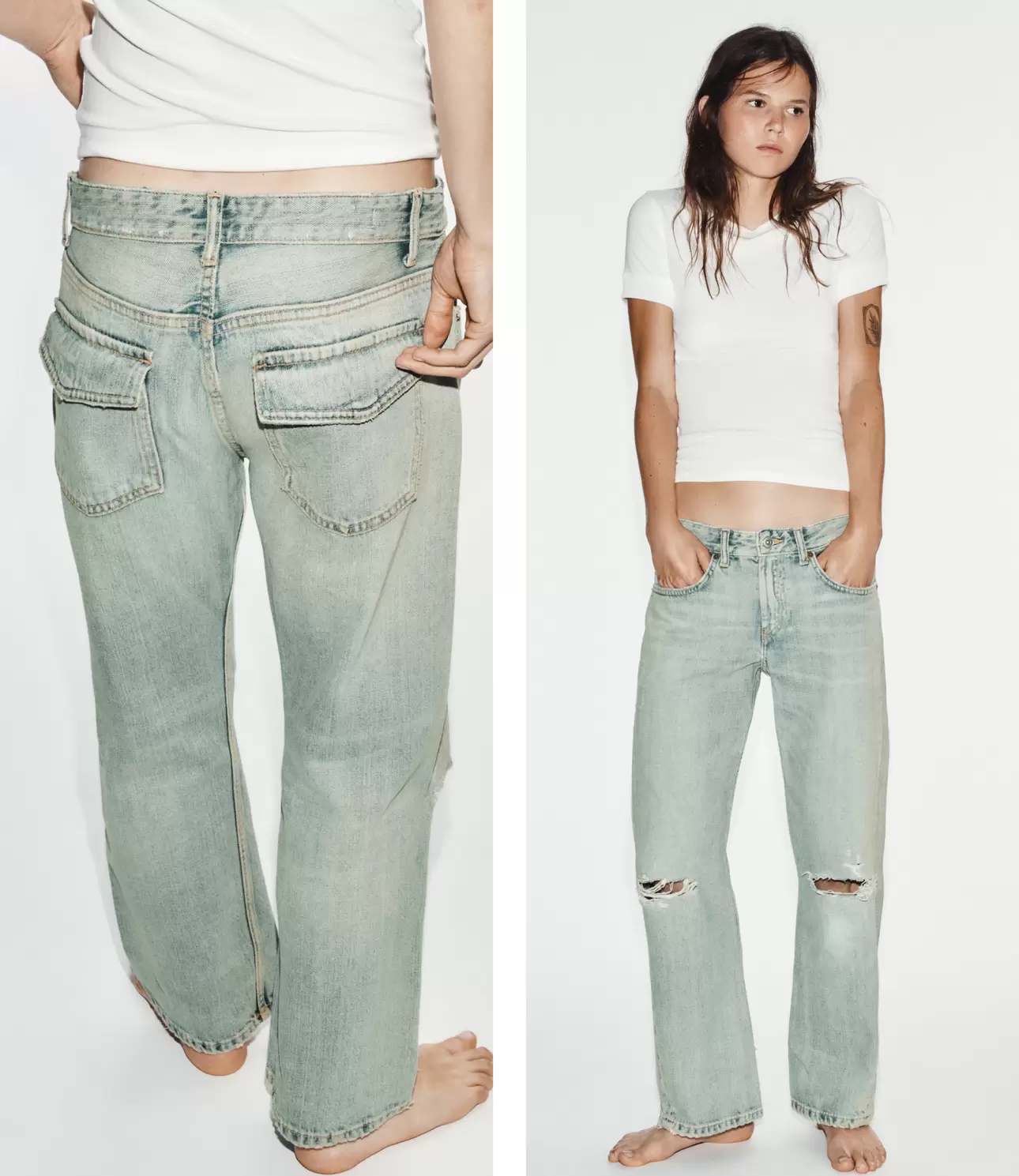 TRF CROPPED JEANS MED SLIDT EFFEKT