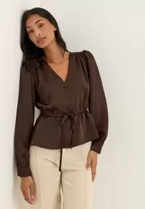 Satin Puff Sleeve Blouse