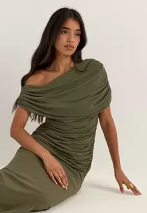 Off Shoulder Mesh Gown