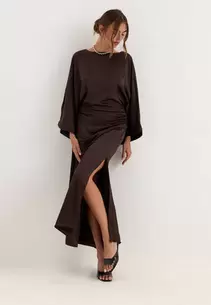 Kimono Sleeve Satin Maxi Dress