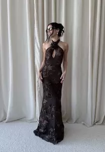Halterneck Embroidered Gown