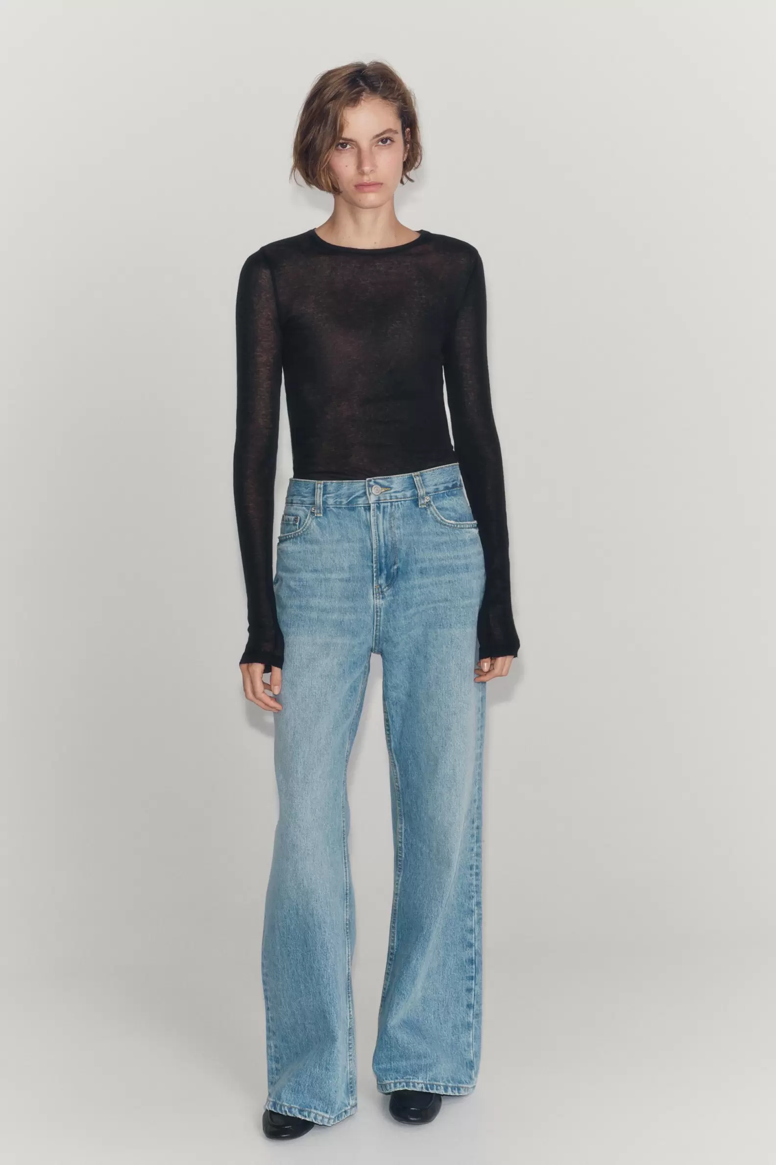 ZW COLLECTION RELAXED FLARE LOW RISE JEANS
