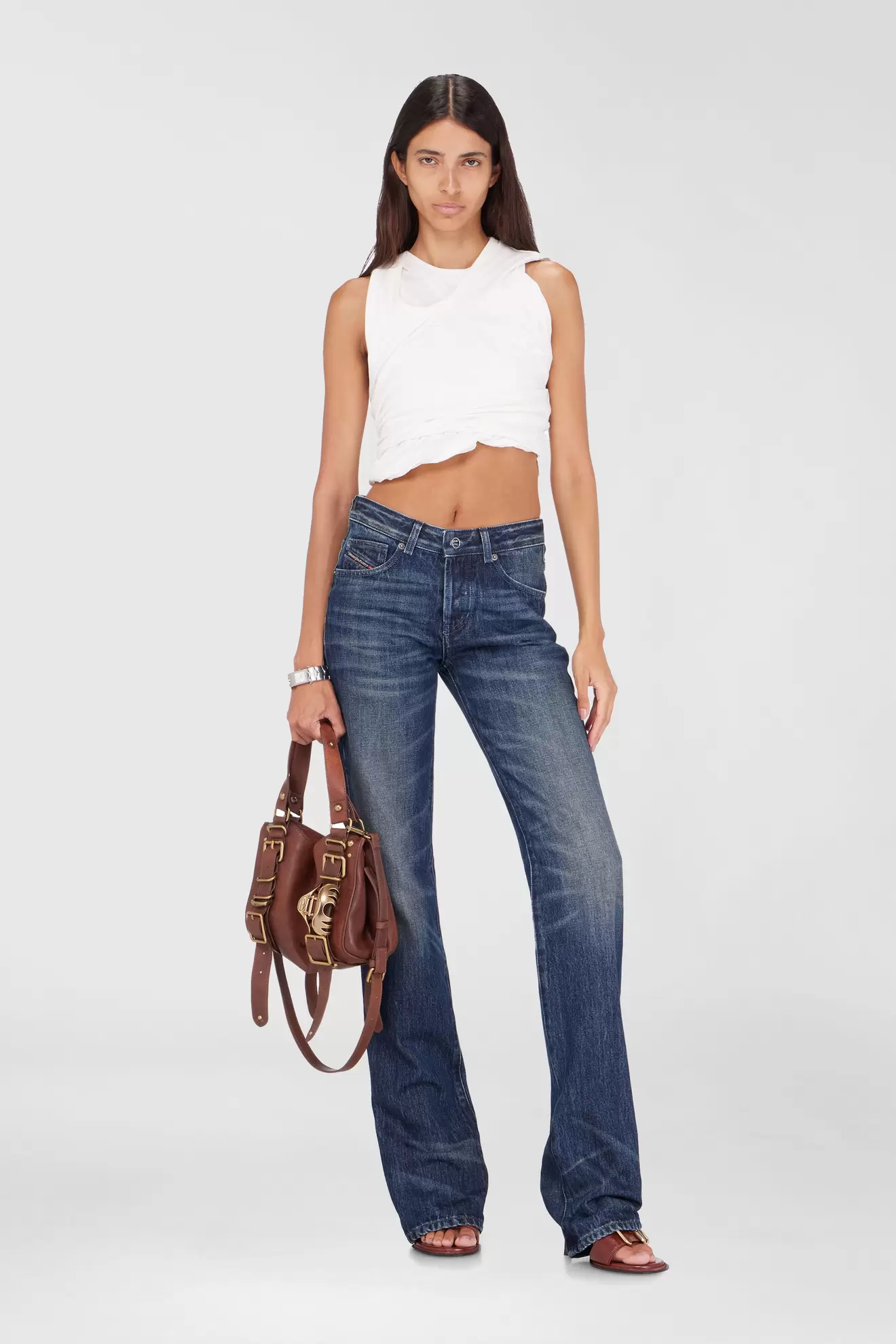 D-One-Small top-handle bag in treated leather