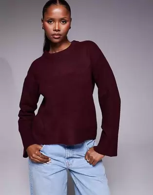 River Island - Bordeaux strikket trøje med rund hals
