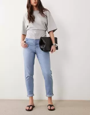 New Look - Tori - Blå mom-jeans