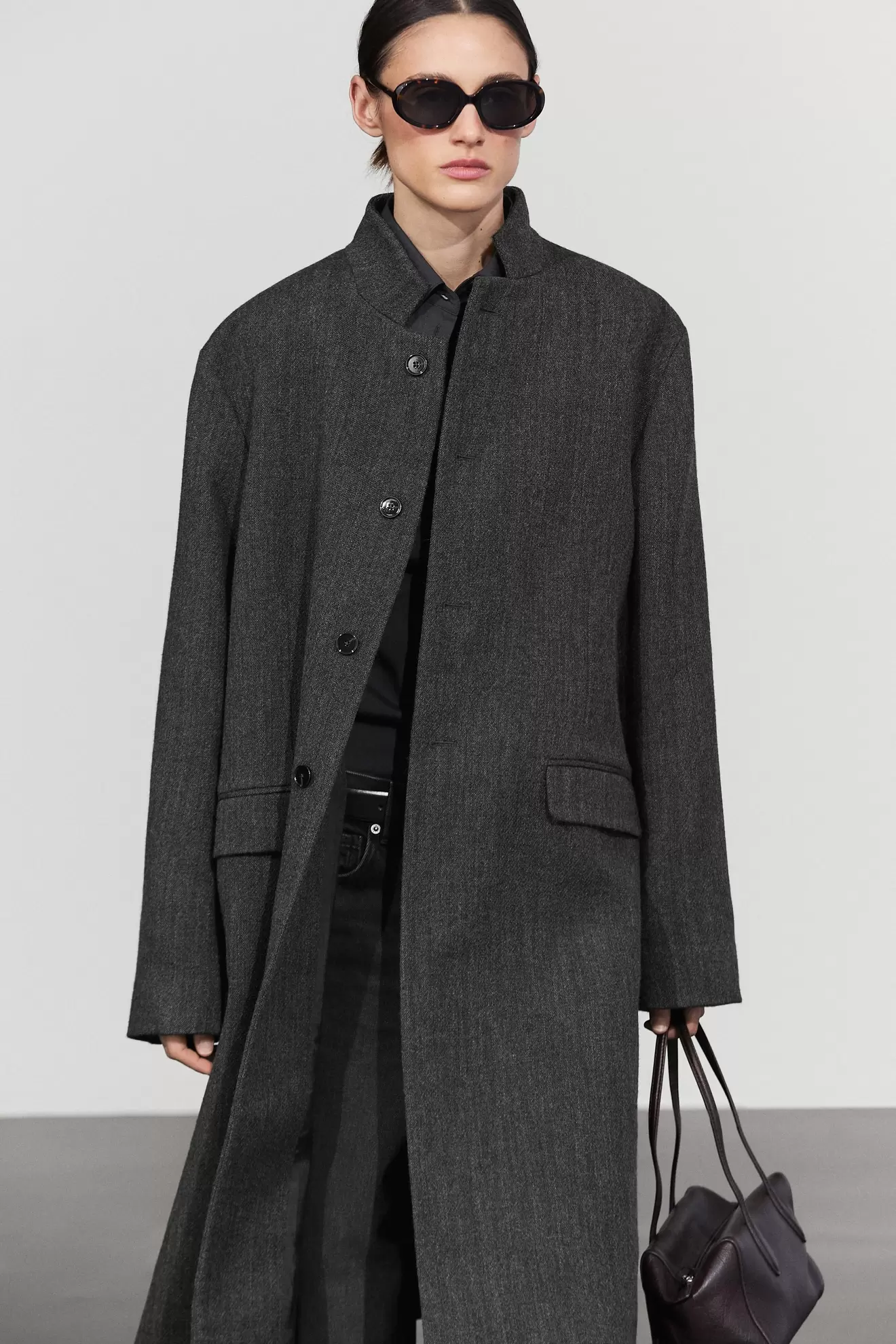 High collar wool coat