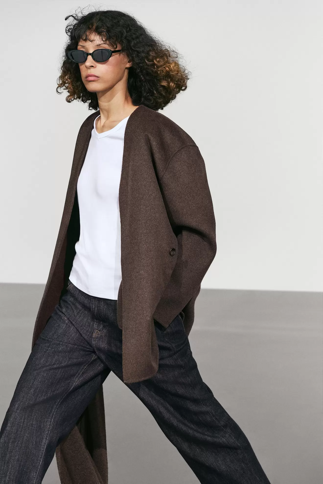 Wool-blend coat with scarf detail