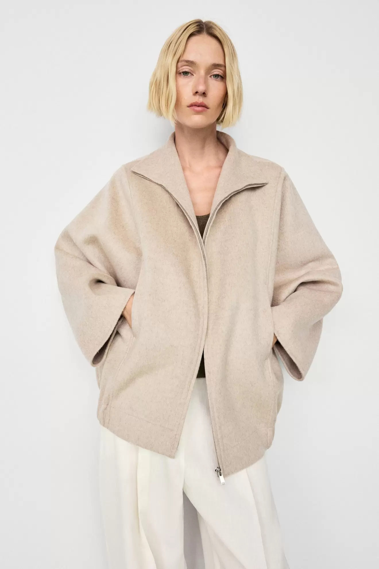 Wool blend bomber jacket