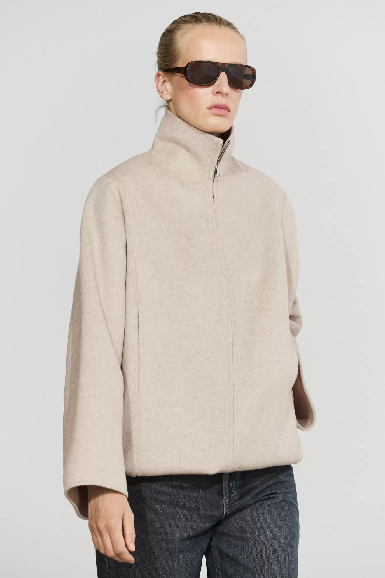 Wool blend bomber jacket