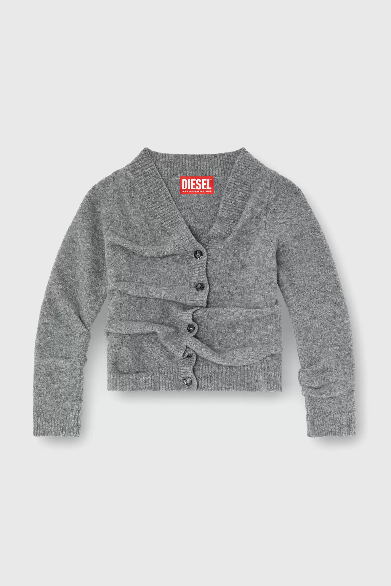 Cropped cardigan in wrinkled boiled knit