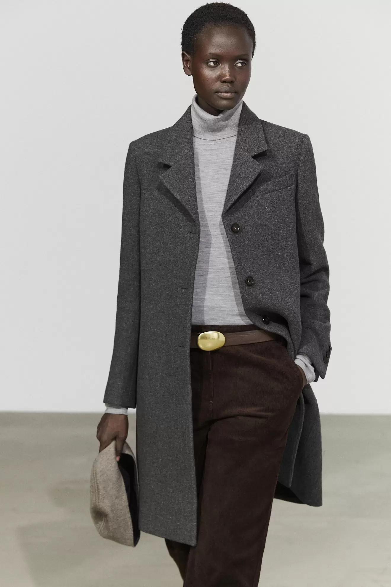 Wool-blend bouclé coat with loop-yarn detail
