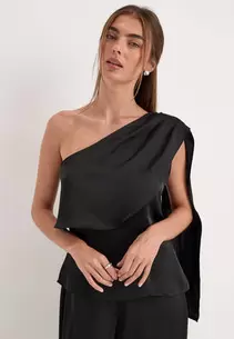 Satin One Shoulder Blouse
