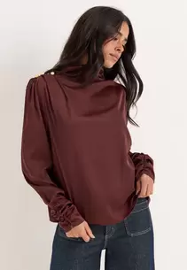 Satin Button Detail Blouse