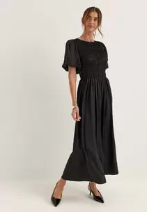 Smock Satin Maxi Dress