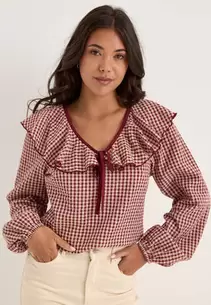 Gingham Flounce Blouse