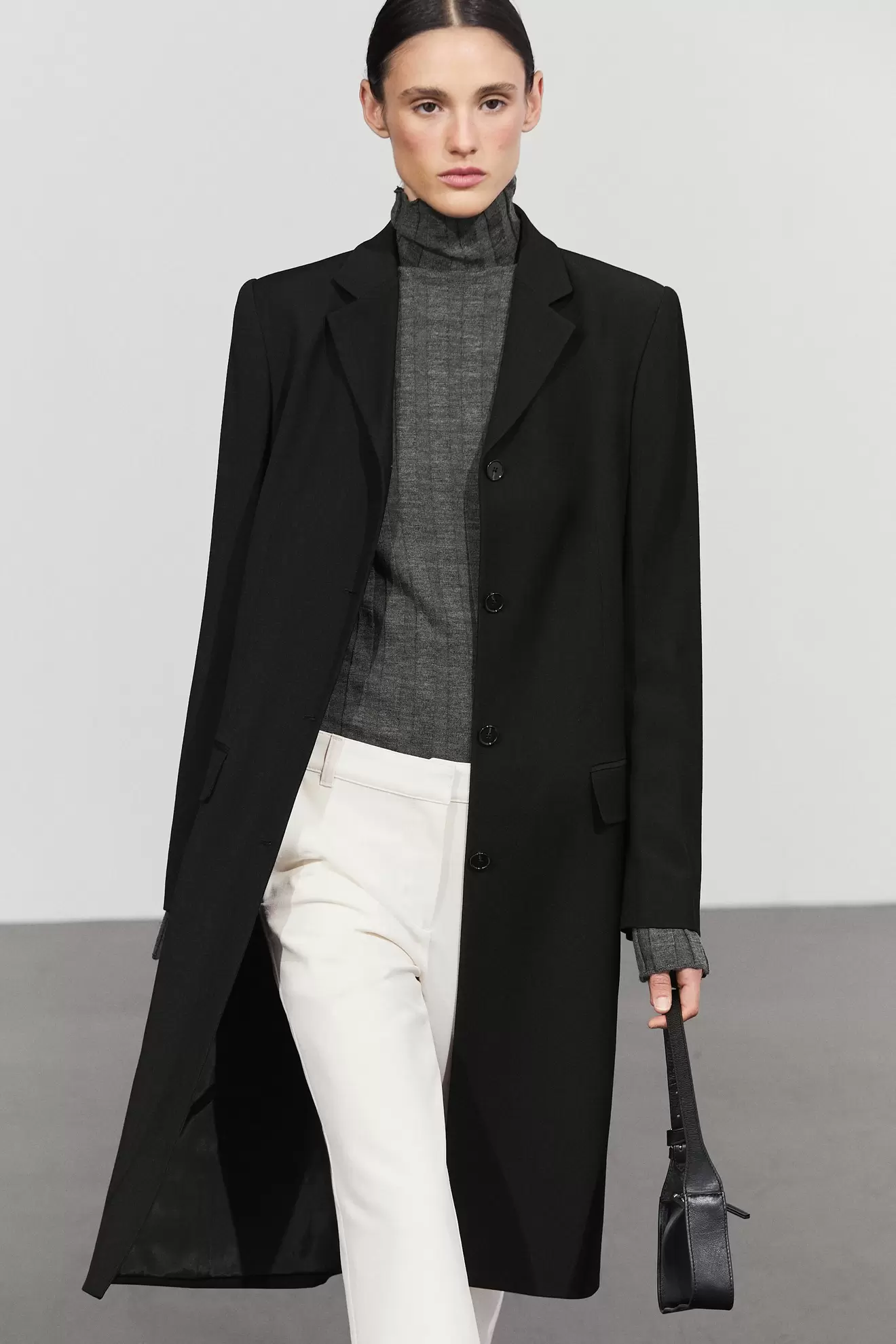 Long button detail coat